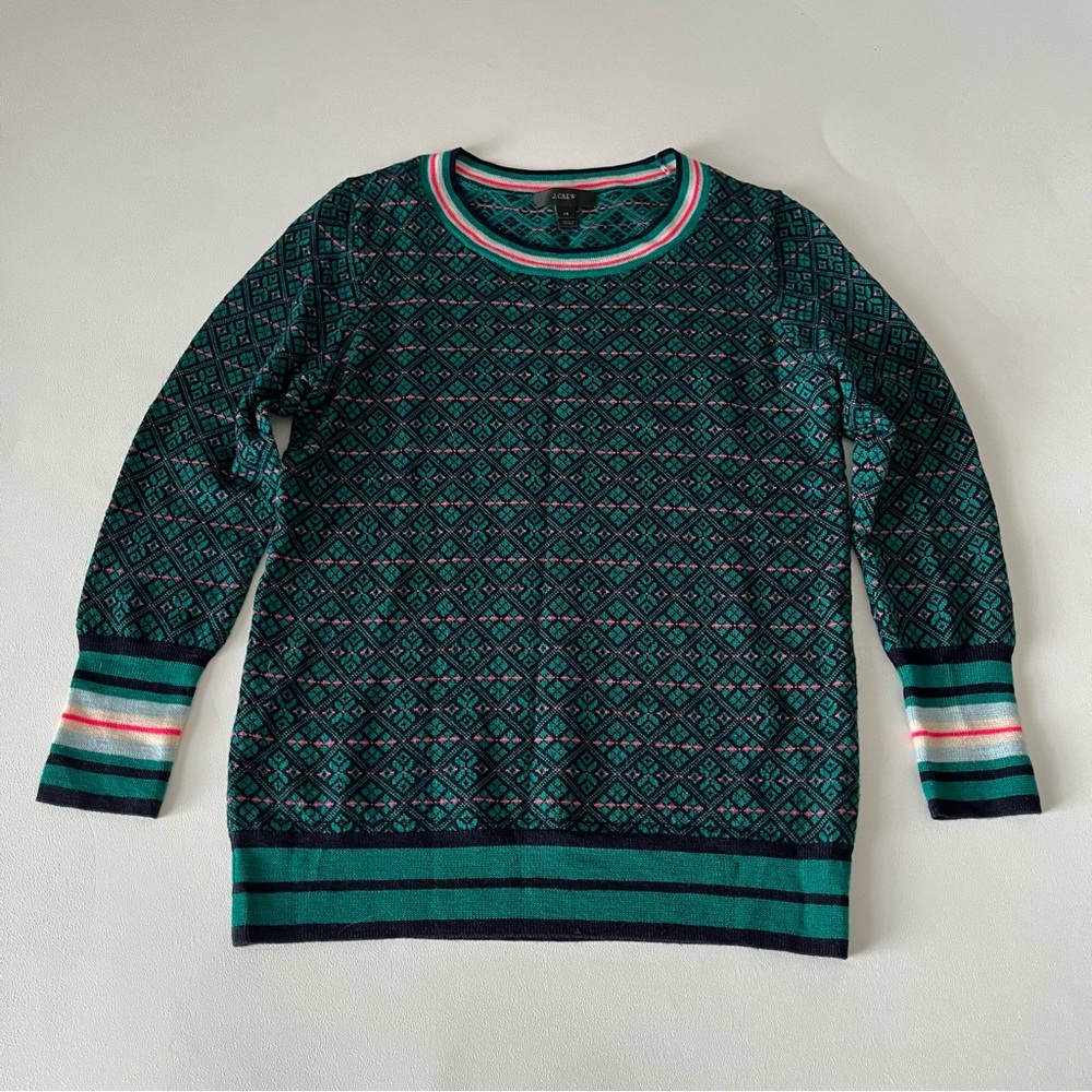 J. Crew 100% Merino Wool Fair Isle Sweater Size XS